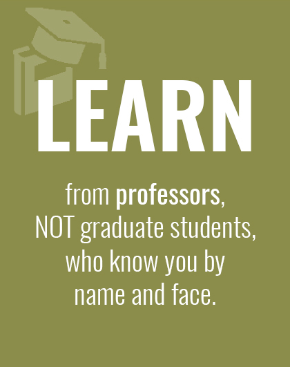 Learn from professors, not graduate students, who know you by name and face