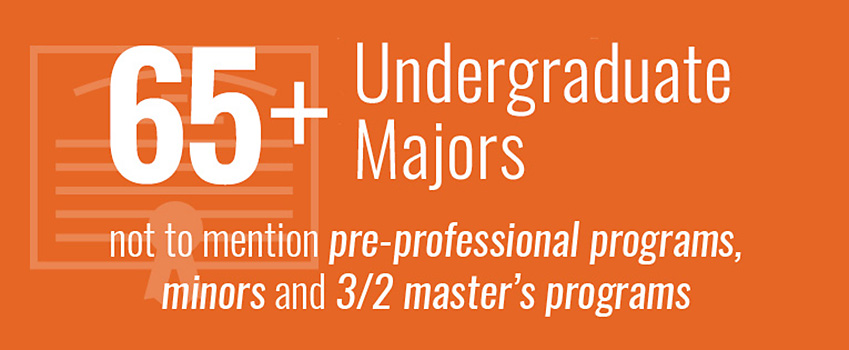 More than 80 undergraduate program of study, not to mention pre-professional programs, minors and 3-2 master's programs More than 80 undergraduate program of study, not to mention pre-professional programs, minors and 3-2 master's programs
