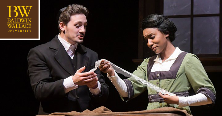 Two Baldwin Wallace acting students performing on stage