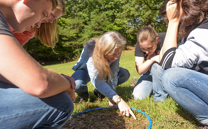 BW professor and students studying earthworms and the environmental factors that determine their distribution