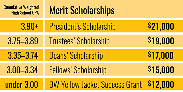 Chart for 2021-22 Merit Scholarships