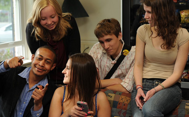 Photo of Honors students interacting in one of the program's living and learning communities