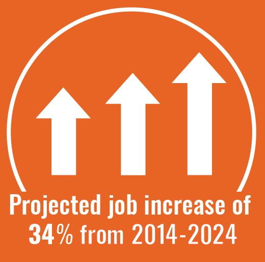 Projected job increase of 34 percent through 2024 Projected job increase of 34 percent through 2024