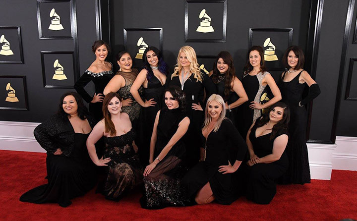 Felicia Rojas with the Mariachi Divas at the 2017 Grammys