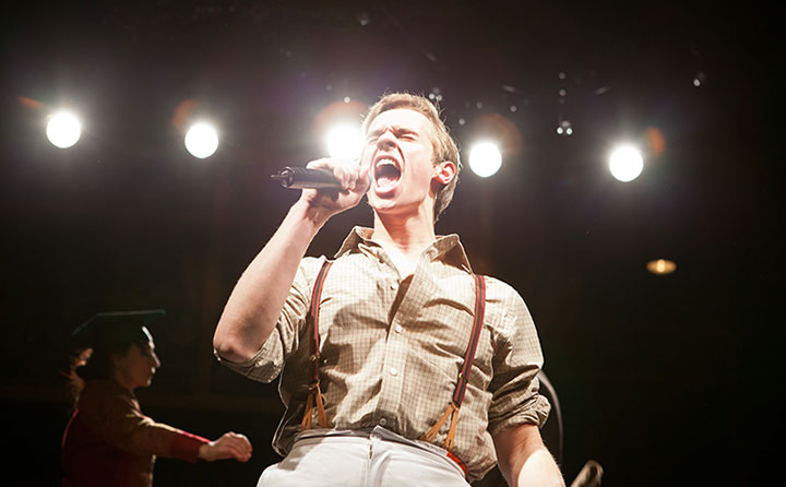 Zach Adkins '15 in Spring Awakening at Beck Center for the Arts (Photo by Ben Meadors)