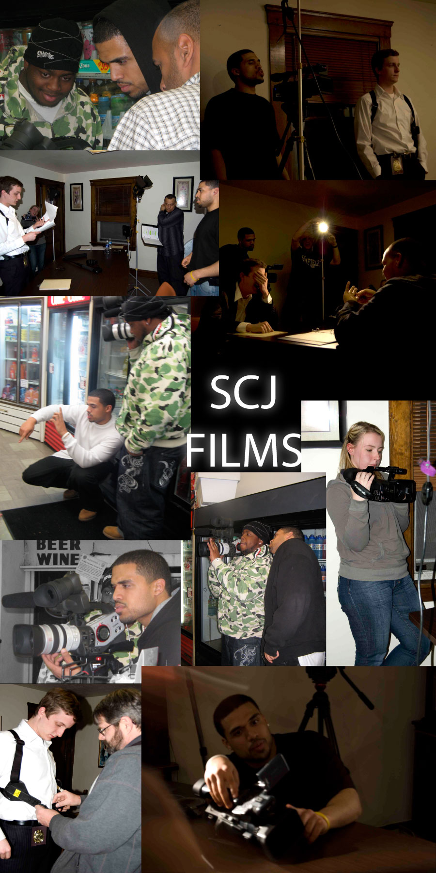 From the BW archives, an "SCJ Films" collage of Steven Caple Jr. and some of his BW classmates and professors at work.
