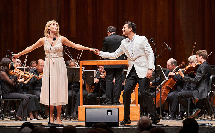 BW music theatre major Kailey Boyle as Nellie Forbush dances with Elliot Madore, the professional baritone who sang Emile de Becque.