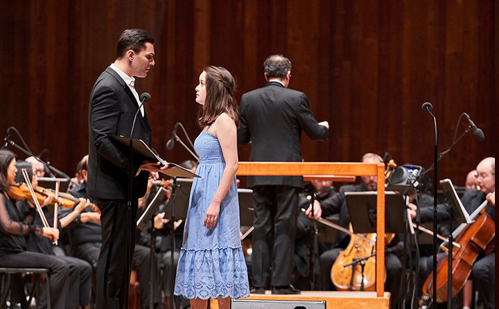 Broadway's Ryan Silverman as Lt. Cable and BW music theatre student Hanako Walrath at Liat share the stage at Blossom.