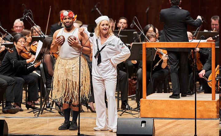 BW students Gordia Hayes and Kailey Boyle on stage in South Pacific: In Concert.