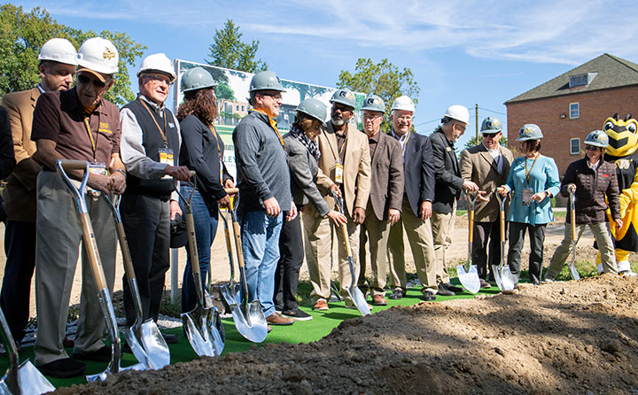 Generous donors and supporters of the project helped to break ground for the Knowlton Center