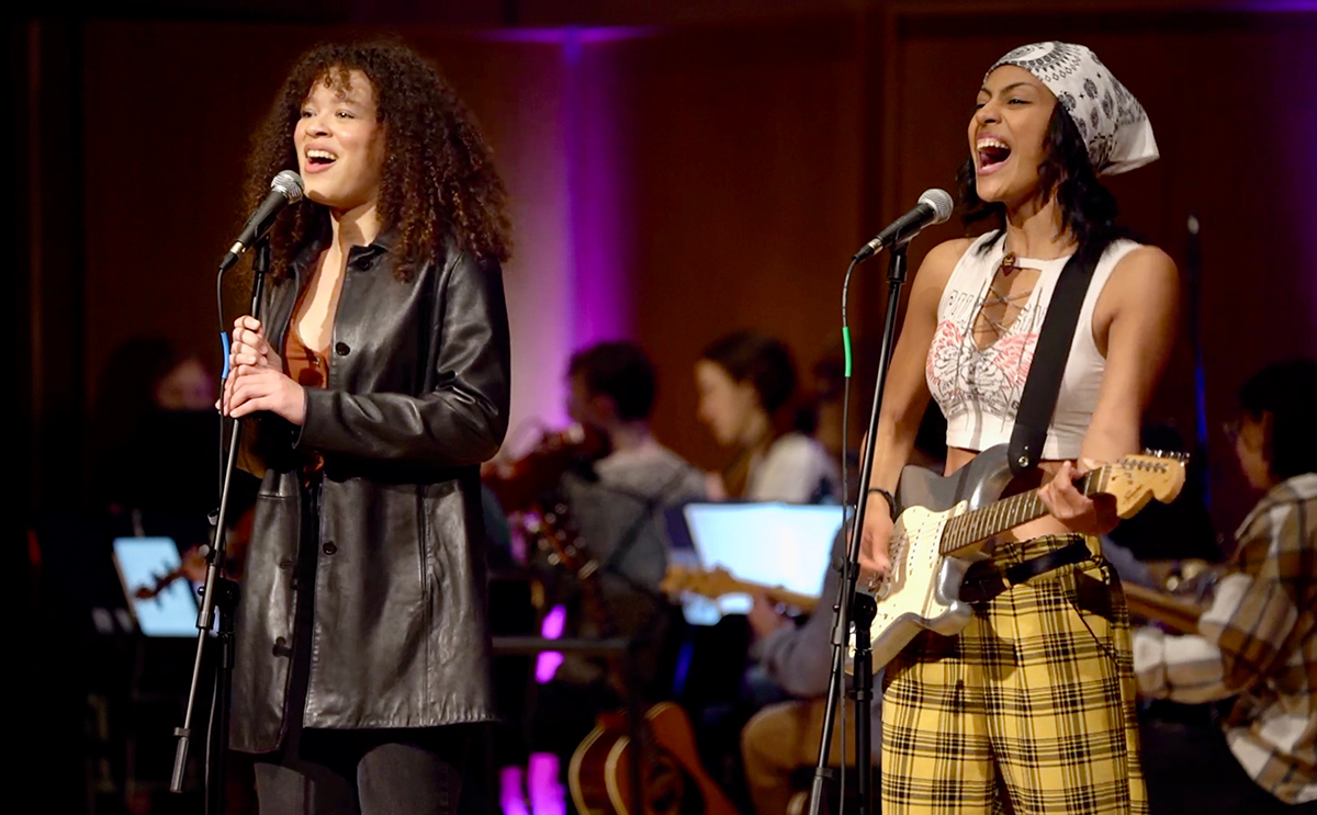 Avery Fahey and Zoë Lewis-McLean at the April 2024 concert performance of “Star Machine”