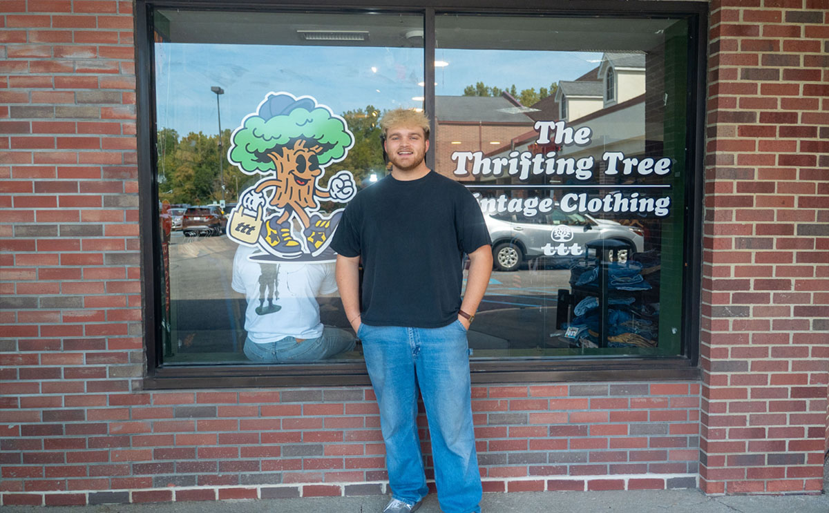 Noah Mowery outside The Thrifting Tree