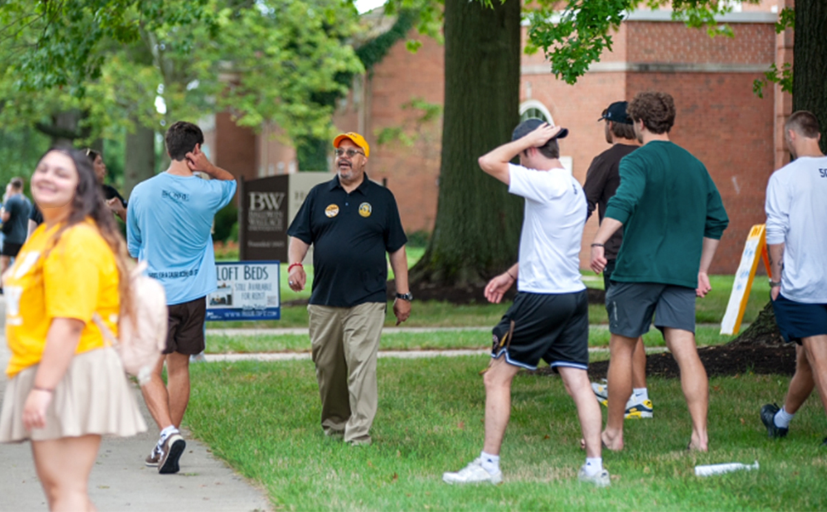Tony Peebles with students