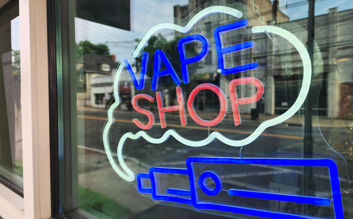 Vape shop window sign