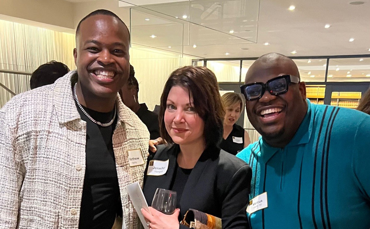 Matthew Frederick Harris '18, incoming BW music theatre director Jenn Hemphill and Marcus Martin '20 