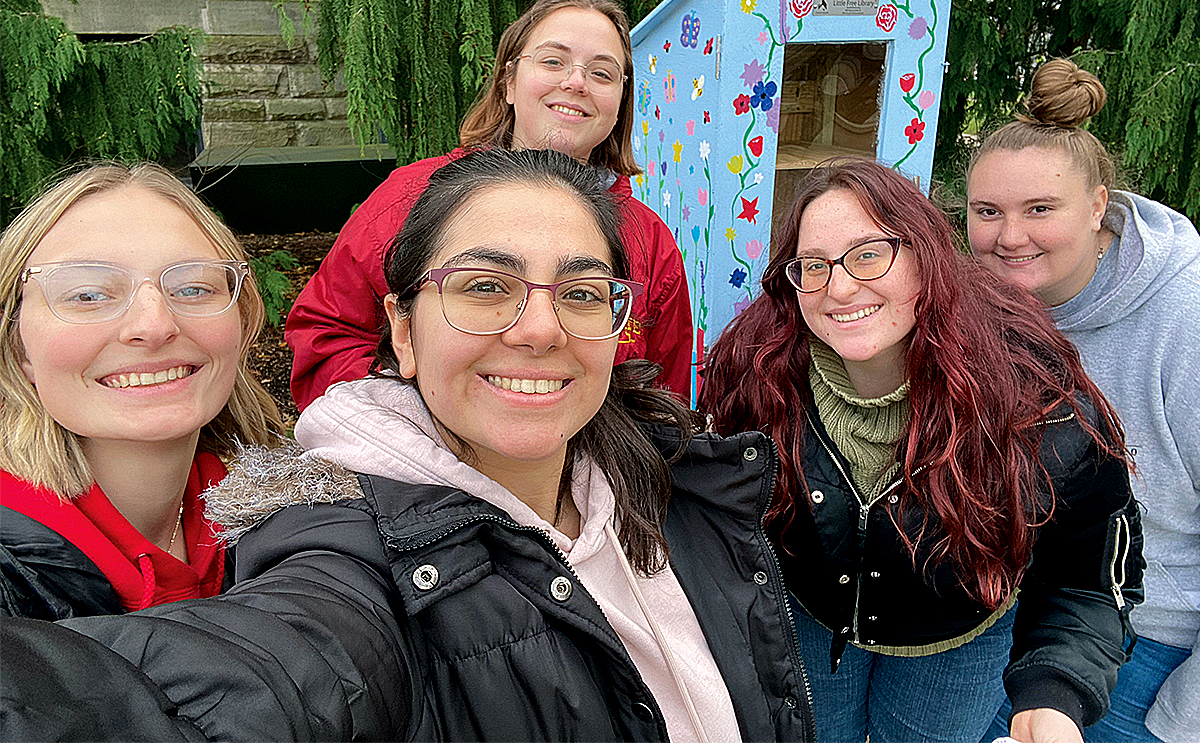 Little Free Library getting painted