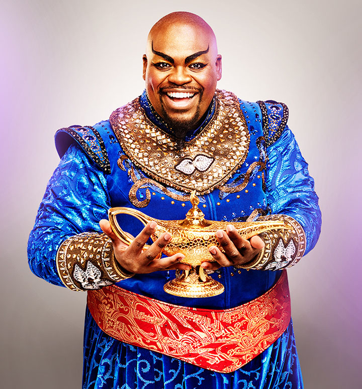 Marcus M. Martin '20 as the Genie in Disney's "Aladdin"