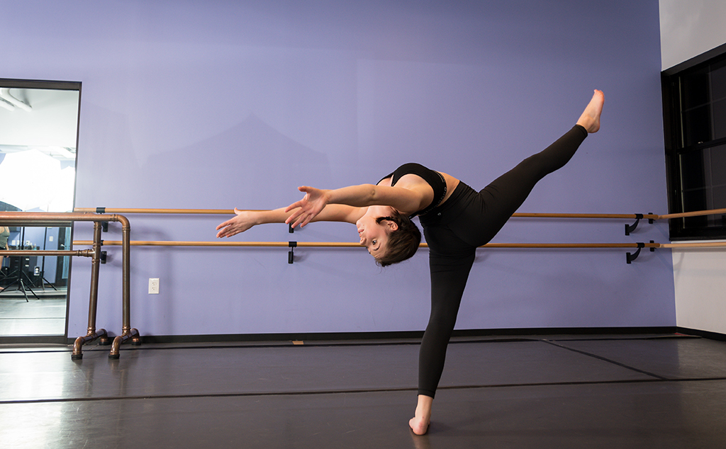 Photo of a Community Arts School student practicing a dance routine