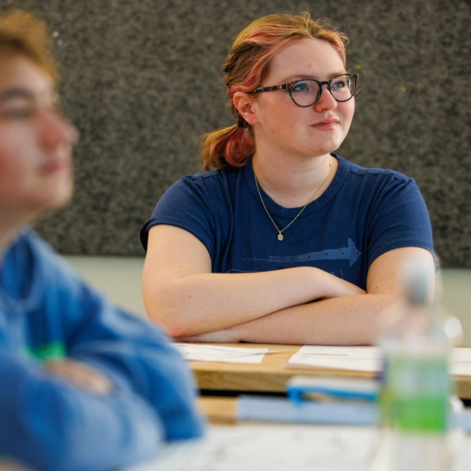 A student in class