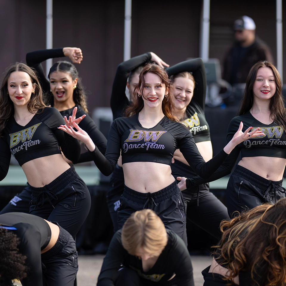 The BW Dance Team performs outside.