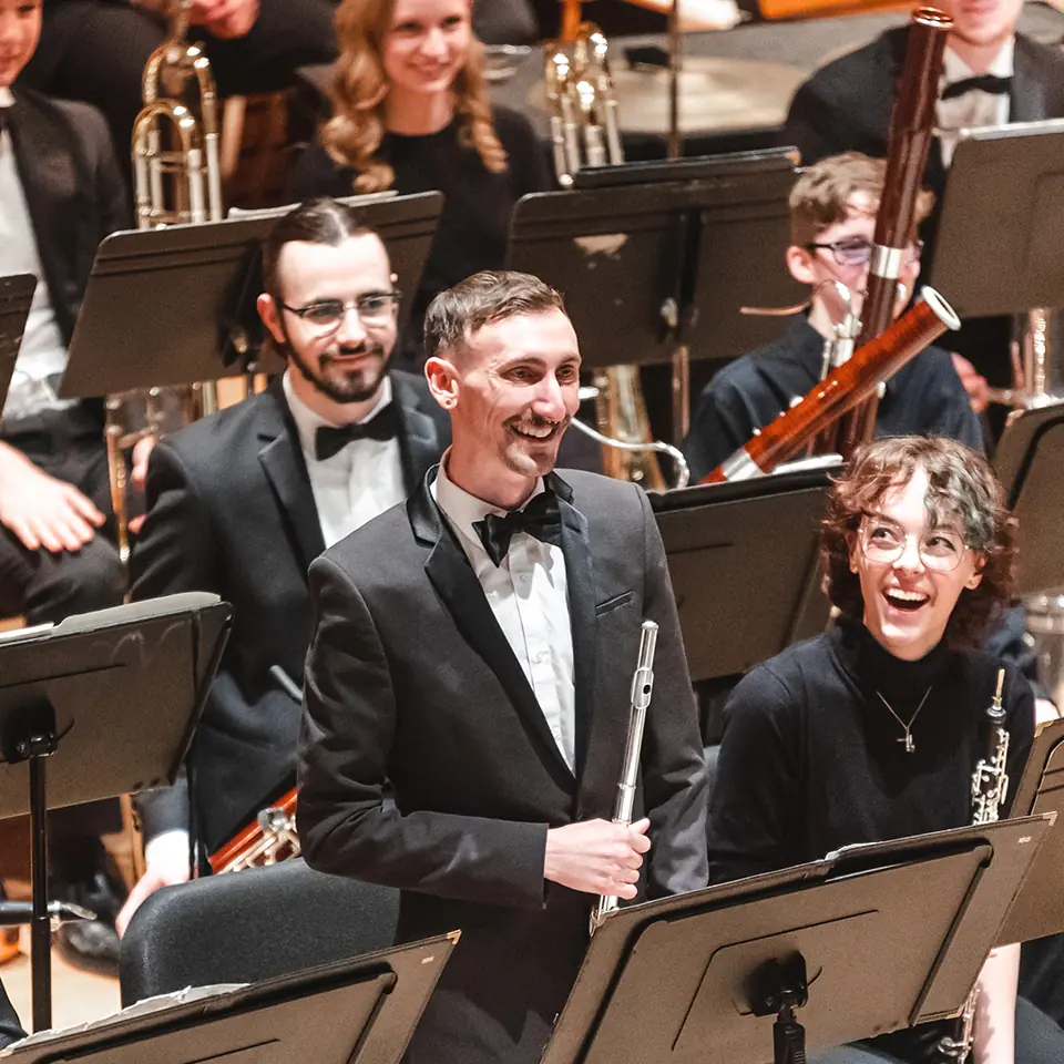 BW Conservatory of Performing Arts ensemble performing on stage, featuring student musicians in a live concert setting.