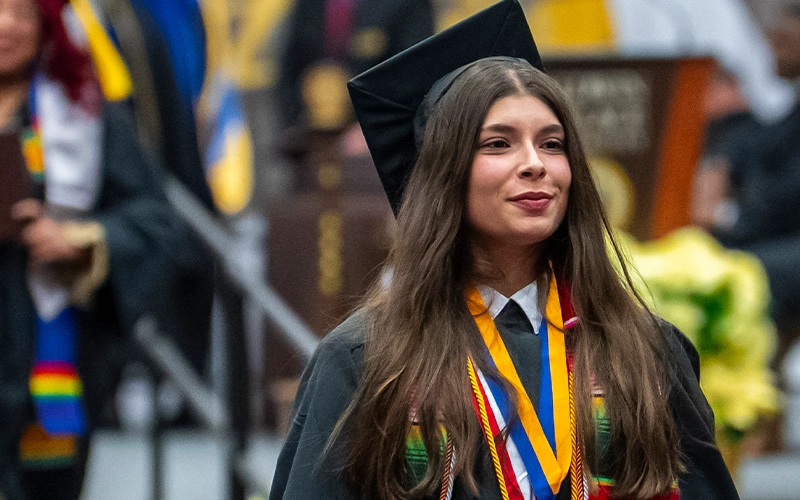 BW student at her commencement ceremony.