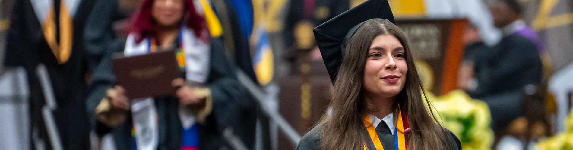 BW student at her commencement ceremony.