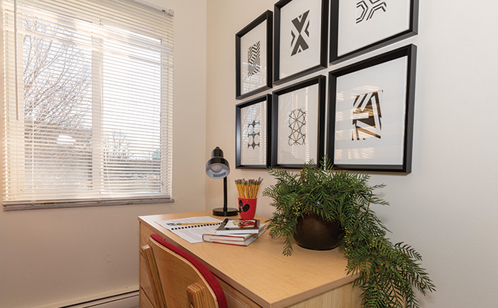 photo of apartment bedroom with desk