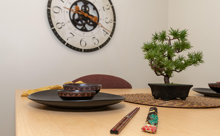 photo of graduate apartment dining room table