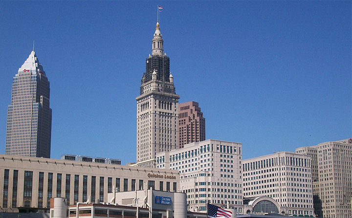 Photo of downtown Cleveland skyline