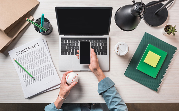 Image of Laptop Phone Baseball