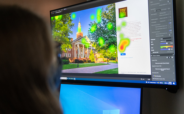 Baldwin Wallace student using UX eye tracking