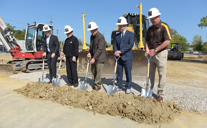 Officials from Baldwin Wallace, DiGeronimo Companies and the City of Berea break ground on the Front St. project