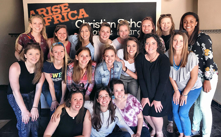 Baldwin Wallace University Speech Language Pathology graduate students at one of their service sites in Zambia, the Arise Africa Christian School
