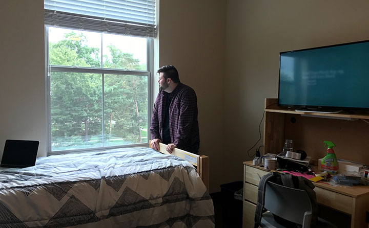 BW Junior RA Matthew Sycle was among the first students to move into the new Front Street Residence Hall.