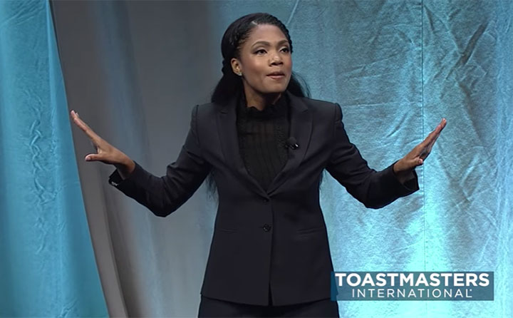 Ramona J. Smith '17 delivers the speech that won her the Toastmasters International 2018 World Championship of Public Speaking