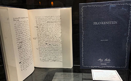 Manuscripts of Mary Shelley's provocative work are also on display.