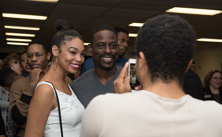 Sterling K. Brown poses with BW reception guests