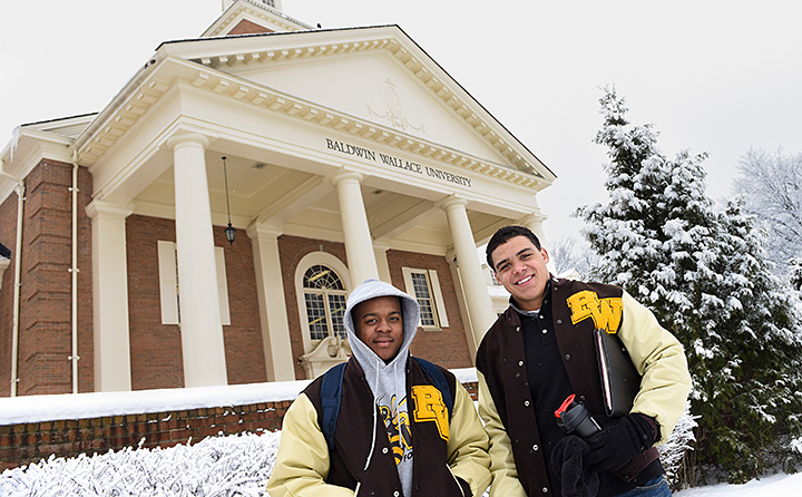 Photo of snowy campus scene