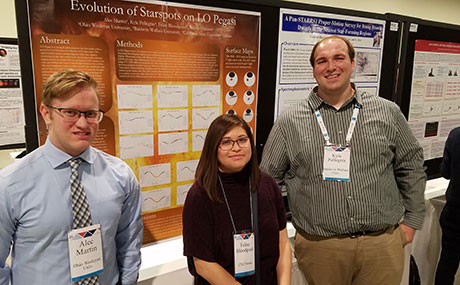 Photo of Researchers Alec Martin (Ohio Wesleyan University), Felise Bloodgood (California State University, Fresno) and Kyle Pellegrin (Baldwin Wallace University).