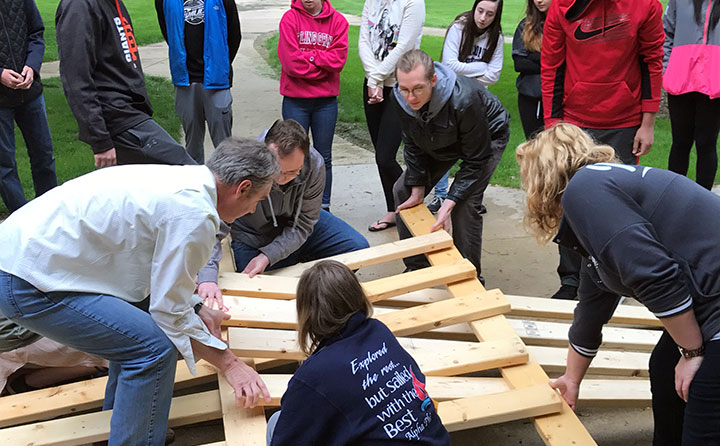 Dr. Ed Meyer leads students in a problem solving exercise