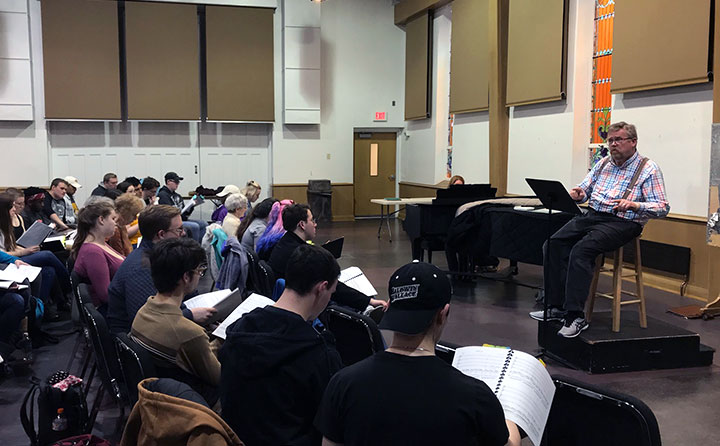 Mark Graham rehearses the BW Singers in his Songs of Ascent