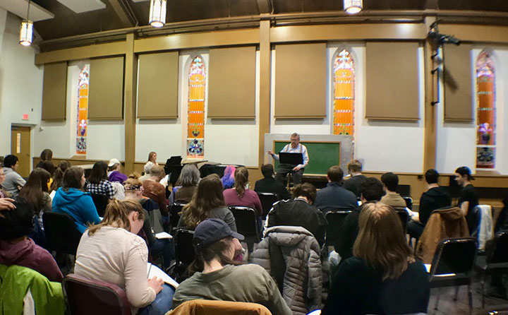 Mark Graham rehearses the BW Singers in his Songs of Ascent