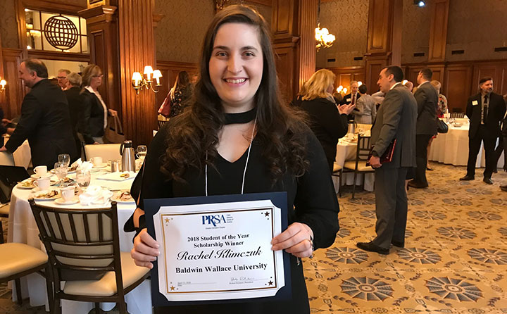 Senior public relations major Rachel Klimczuk, a PRSA “Student of Year” scholarship winner