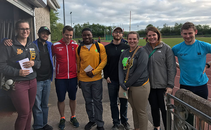 In Ireland, BW students Erika Nockengost ’18, Peter George ’18, Charlvon Gaston ’20, John Beyer ’19, Sarah Krupp ’19 and Ellen Hawkins ’18 work on proper training techniques with coaches from Cork Institute of Technology.