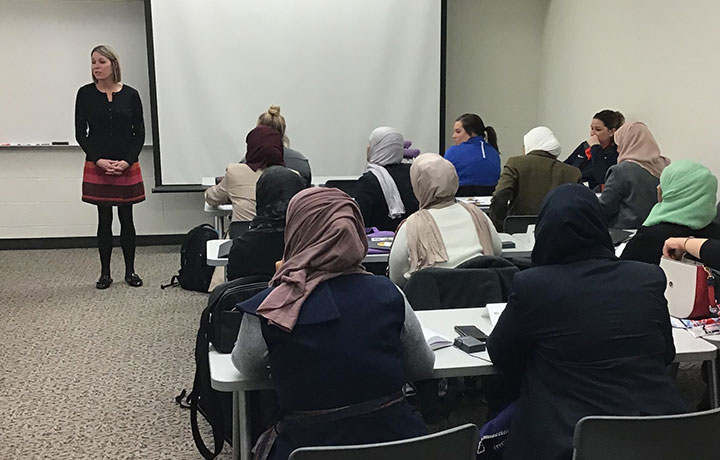 Dr. Kerry Bebie helps to prepare a delegation of Saudi women to teach physical education to girls back in the Kingdom.