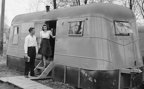 A trailer park accommodated Navy V12 students and spouses.