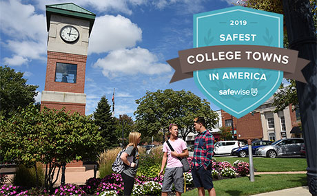 Students at Berea Triangle with Safest Colleges in America logo