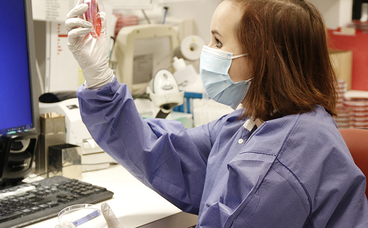 Dr. Kara Gawelik '14 in the lab