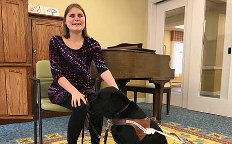 Photo fo Gabriella Drago with her guide dog, Freesia